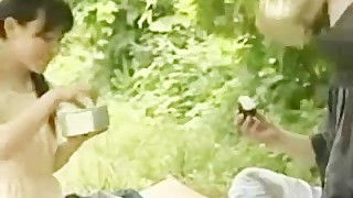 Chinese couple fucking in public park