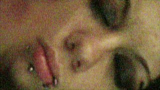 Emo slut gets facial while sleeping