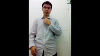 cute chinese boy masturbating in bathroom