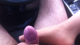 Huge cumshot over hookers nylon feet