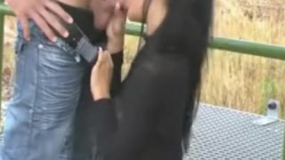 ARAB MUSLIM SLUT HOOKER FUCKS A CUSTOMER OUTDOORS PUBLIC LONG NAILS HEELS