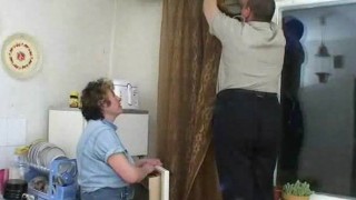 Mature Russian seduces fat boy