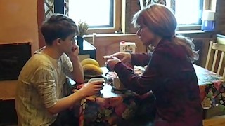 Blonde Mom and Young Son