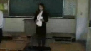 Cute asian teacher swallows her students sperm
