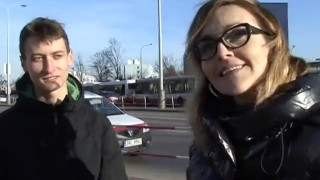Hot European MILF mom does threesome in public outdoor for money cheating