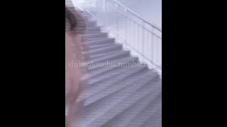 Chinese naked angel climbed the stairs