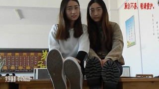 chinese girl tickle each other