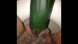 chinese fuck herself with cucumber