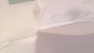 Asian Secretary in Nude Pantyhose and High Heels