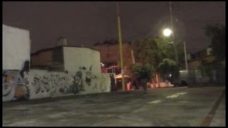 Hooker Crossdresser outdoor in the night, dressing sexy Leggings & likra