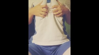 Beautiful woman wearing a Chinese high school uniform masturbation