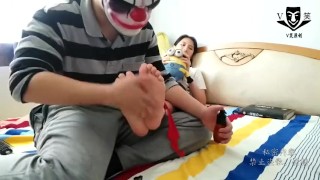 Chinese student girl feet tickle