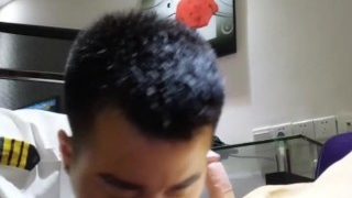 Chinese pilot having blowjob in hotel