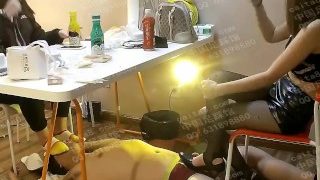 chinese high school teens get their first foot slave