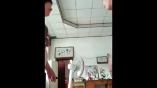 the Chinese old man and his wife standing sex